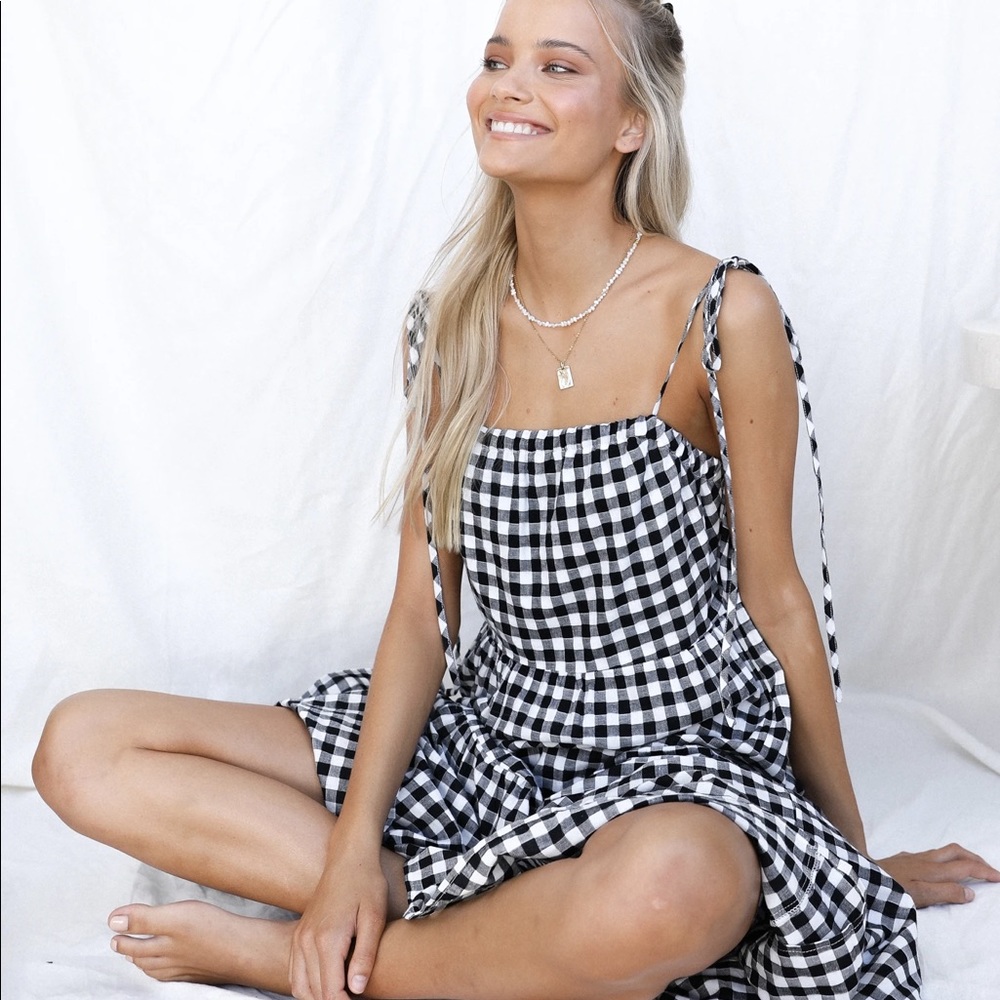 Black and White Gingham Maxi Dress